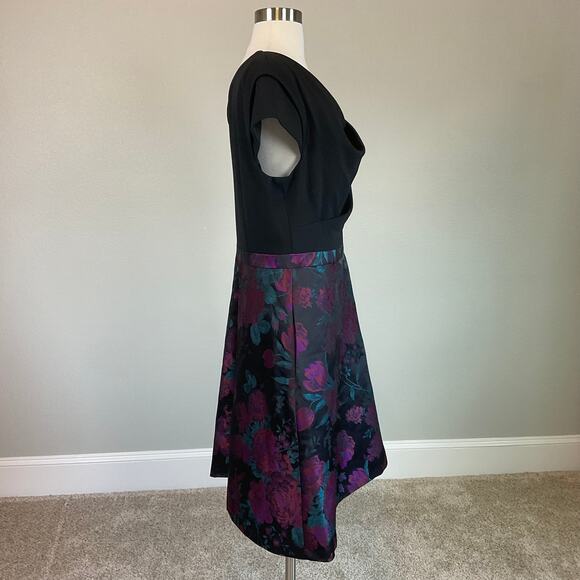 Adrianna Papell Floral Print Fit and Flare Mini Cocktail Dress Black Size 8 - Picture 4 of 12